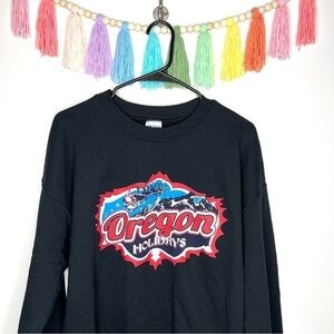 Oregon Holidays Santa Sleigh Mountain Cozy Pullover Crewneck Sweatshirt Large